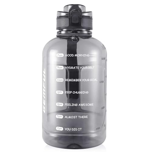 2L Water Bottle with Time Marker - Grey, Motivational Hydration Jug