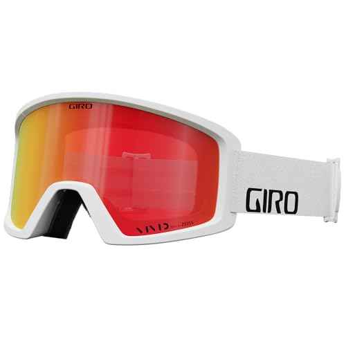 Giro Blok Ski Goggles - Snowboard Goggles for Men & Youth - White Wordmark Strap with Vivid Ember Lens