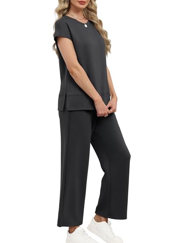 Women's Cap Sleeve Lounge Sets - 2 Piece Travel & Sleepwear Outfit S-3XL