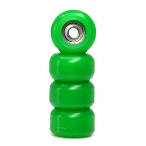 Teak Tuning CNC Polyurethane Fingerboard Bearing Wheels, Green - Set of 4 Wheels - Durable Material with a Hard Durometer