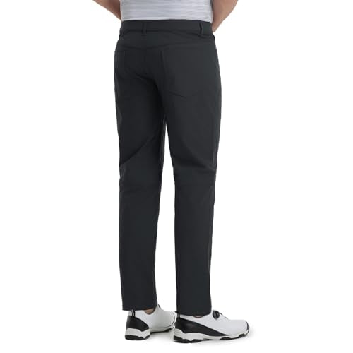 Men's Golf Pants Lightweight Moisture-Wicking Stretch Flat Front Casual Dress Pants - Black 34W x 32L