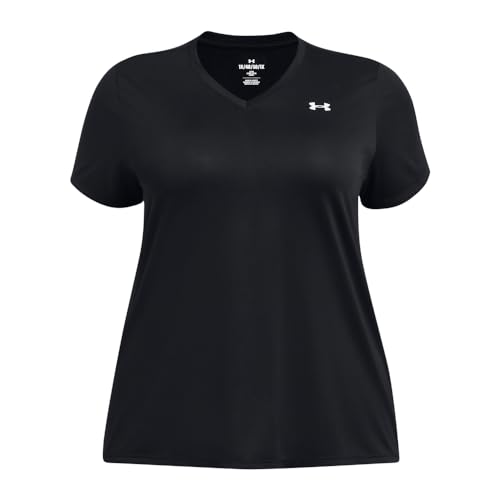 Under Armour Tech V-Neck Short Sleeve T-Shirt - Small, Black & White