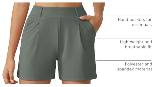 G4Free EverGoing Dressy Casual Shorts for Women with Pleats & Pockets - 4"