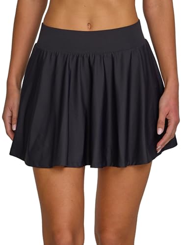 Spyder Women's Pleated High-Waist Tennis Skirt with Built-in Shorts - Medium Black
