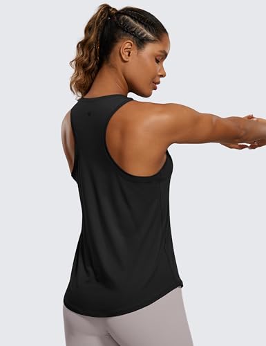 CRZ YOGA Pima Cotton Racerback Tank Top - Medium Black