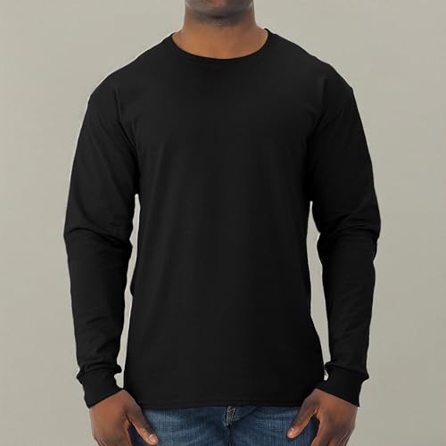 Jerzees Men's Dri-Power Cotton Blend Long Sleeve T-Shirt Black Medium - Moisture Wicking & Odor Protection