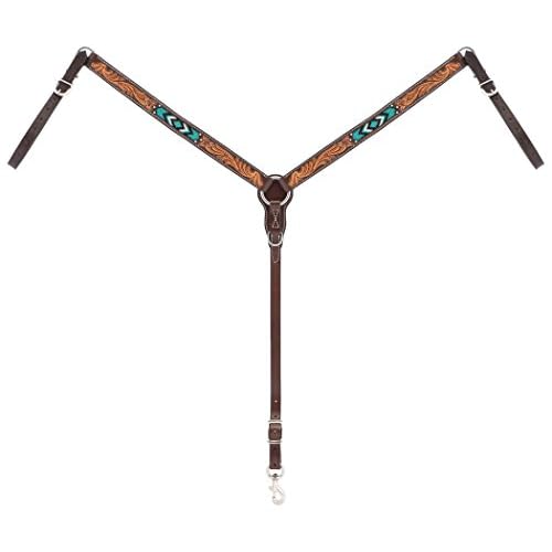 Weaver Leather Turquoise Diamond Beaded Horse Headstall, Leather Headstalls for Horses for Trail Riding, Durable Equine Supplies, Dark Oil