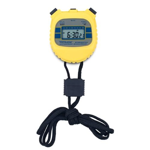 Traceable Water-Resistant/Shock-Resistant Stopwatch with Calibration; Yellow