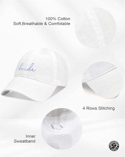 Bride and Groom Hats Wedding Couple Accessories White Blue Adjustable Cap