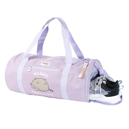 Pusheen Lilac Gym Duffel Bag 38L with Shoe Compartment - Polyester Travel Bag