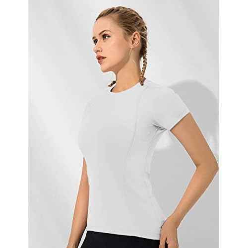 Loovoo Women Workout Shirts 1/2/3 Pack Athletic Compression Tee Dry Fit Yoga Gym Basic Tops