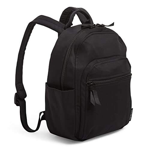 Vera Bradley Women's Cotton Small Backpack, Classic Black, One Size