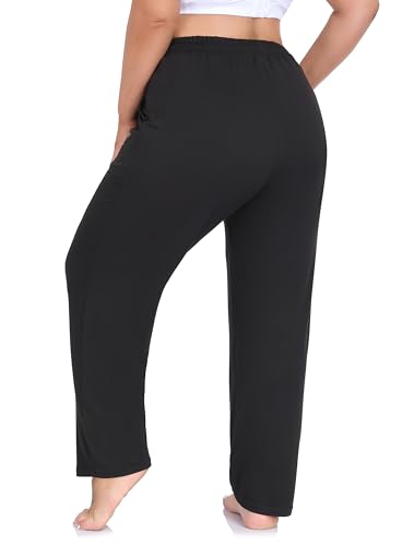 Plus Size Women's Yoga Pants with Pockets - Black, 3X, Lounge & Joggers