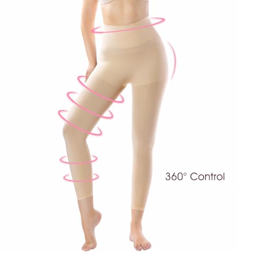 +MD Light Compression Tummy Control Leggings for Women Workout Gym Large Light Nude