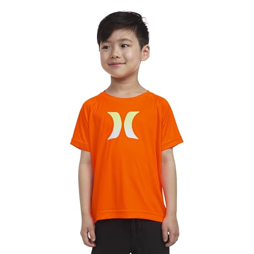 Hurley Boys' Graphic UPF 50+ Rash Guard Swim Shirt - Total Orange/Ombre / Medium