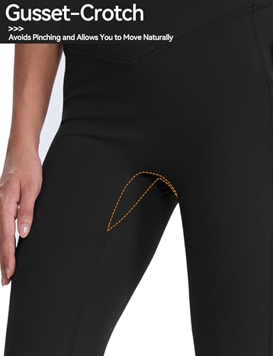 Women's Knee Length Capri Leggings with Pockets - Black, X-Large - Yoga & Workout Pants