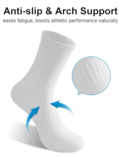 Men's Cotton Crew Socks - Athletic Lightweight Long Boot Socks 5 Pairs - Black 9-11