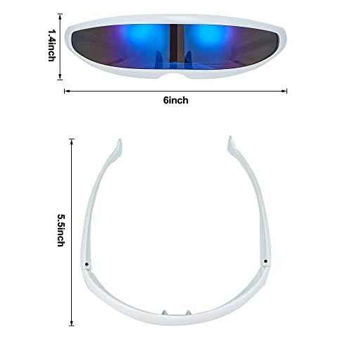 4 Pairs Futuristic Narrow Cyclops Sunglasses Robot Space Costume Color Mirrored Lens