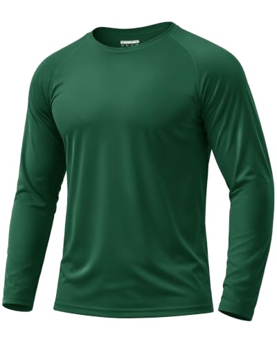 Men's UPF 50+ Sun Protection Rash Guard Shirt Long Sleeve Quick Dry Swimwear - Dark Green, Large