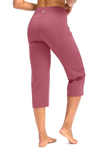 High Waist Capri Yoga Pants for Women with Pockets Tummy Control Crop Leggings - Briar Rose, XX-Large
