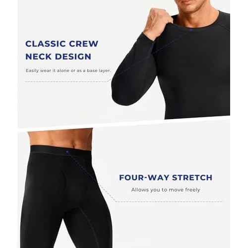 TAILONG Thermal Underwear for Men - Long Johns with Fleece Lined Base Layer Cold Weather Hunting Gear Top Bottom