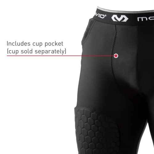 McDavid Men's Compression Shorts w/HEX Pads Dual-Density Tights w/Hip, Tailbone, Thigh Padding for w/Cup Pocket, Football