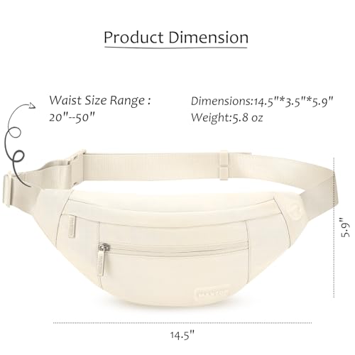 Apricot Cross Body Bag for Women Large Fanny Pack with 4 Zippered Compartments