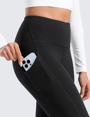 CRZ YOGA Fleece Lined Leggings with Pockets - Small, Black, 28 Inch