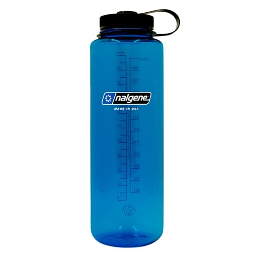 Nalgene Sustain Tritan BPA-Free Water Bottle Made with Material Derived from 50% Plastic Waste (using ISCC certified mass balance), 48 OZ, Wide Mouth, Blue