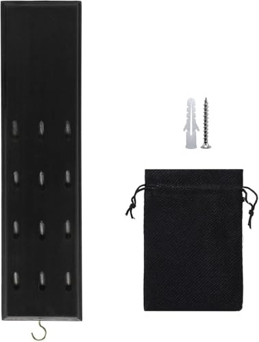 Wall Mounted Darts Holder with 12 Steel/Soft Tip Dart Display and Accessory Storage - Black