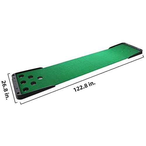Fitvids Golf Pong Game Set, Putting Mat Indoor & Outdoor Golf Putters, 12 Hole Covers Putting Green Practice Training Aid Gifts for Home, Office, Backyard