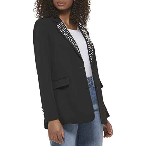 KARL LAGERFELD Women's Pearl Detail Fitted Blazer