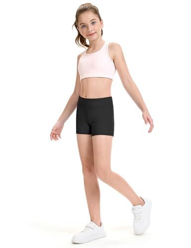 Girls Athletic Shorts 3-Pack for Kids 9-10 Years Black Gymnastics Cheer Sportswear Variation