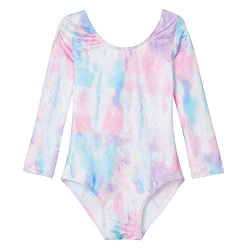 Domusgo Girls Gymnastics Leotards Long Sleeve Bodysuits Shiny Colorful One Piece Tumbling Outfits