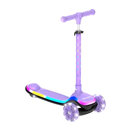 Hover-1 Chroma Folding Kick Scooter for Kids with Multicolor Wheel Lights, 3¡± Front Wheels, Rear Foot Brake, and 110 LB Weight Capacity