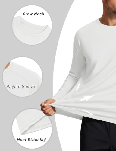 Men's Sun Protection Long Sleeve UPF 50+ T-Shirt - XL White Pack of 4