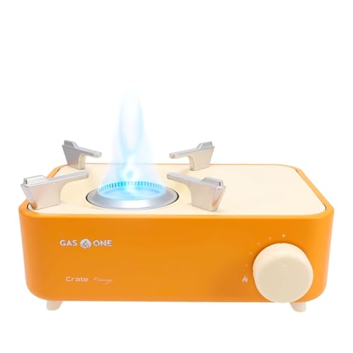 Gas One Butane Fuel Camp Stove - Crate Series Portable Mini Stove Orange