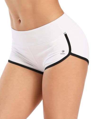 Women's High Waist Workout Shorts - Butt Lifting Yoga Running Gym X-Small White/Black