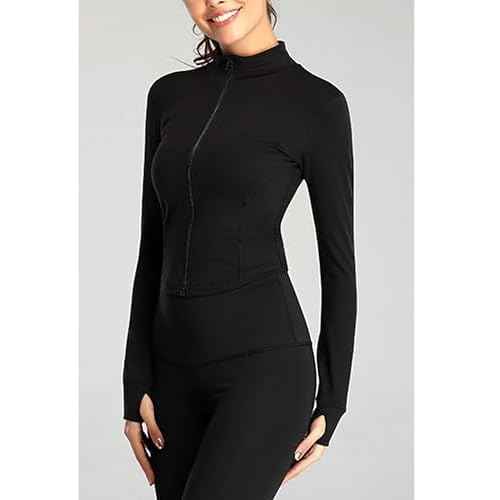 Tanming Women's Full Zip Seamless Workout Jacket Running Yoga Slim Fit Track Jacket
