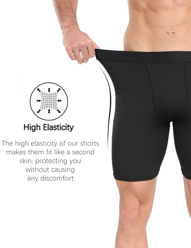 Men's Compression Workout Shorts - 4 Pack Medium Black Performance Athletic Baselayer