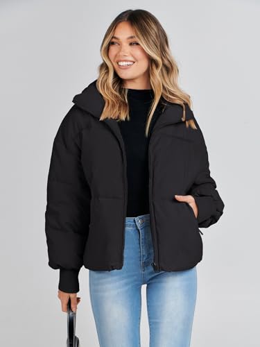 Women's Long Sleeve Quilted Puffer Jacket Winter Coat - Small Black