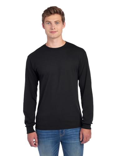 Jerzees Men's Dri-Power Cotton Blend Long Sleeve T-Shirt Black Medium - Moisture Wicking & Odor Protection