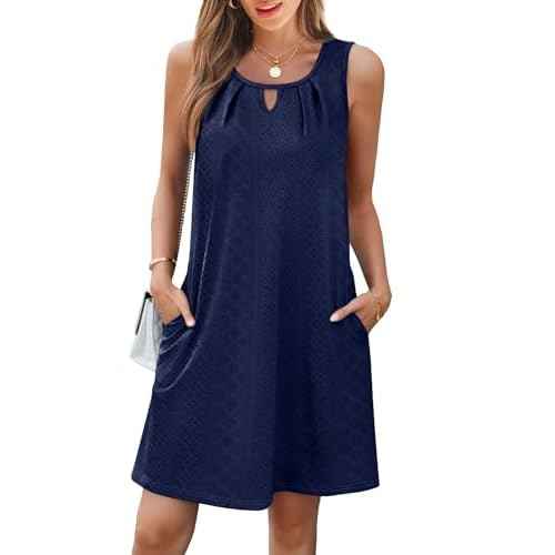 RUMIA Summer Dresses for Women Sleeveless Beach Vacation Coverup with Pockets (S-2XL)