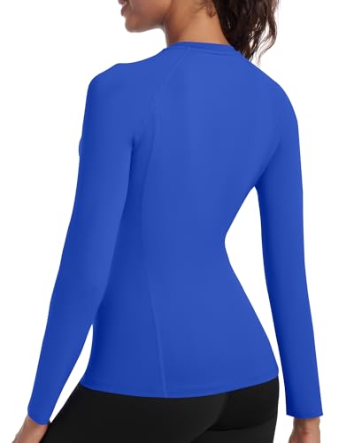 Runhit Women's Compression Shirt Long Sleeve UPF 50+ Athletic Base Layer - Royal Blue, XX-Large