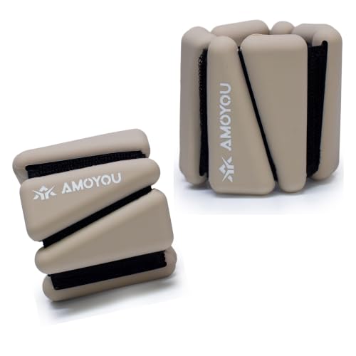 Beige Wrist & Ankle Weights for Women 2 lb Total, Adjustable Resistance