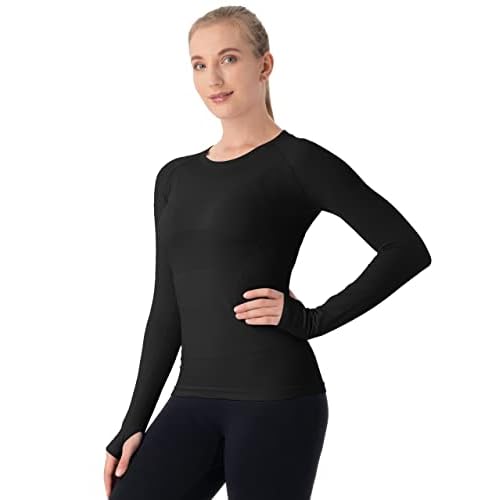 MathCat Seamless Workout Shirts for Women Long Sleeve Yoga Tops Sports Running Shirt Breathable Athletic Top Slim Fit