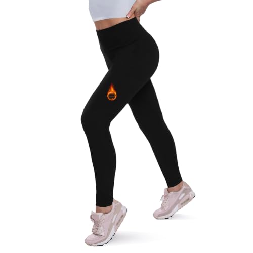 Women’s Fleece Lined Thermal Leggings - Black Small-Medium No Pockets