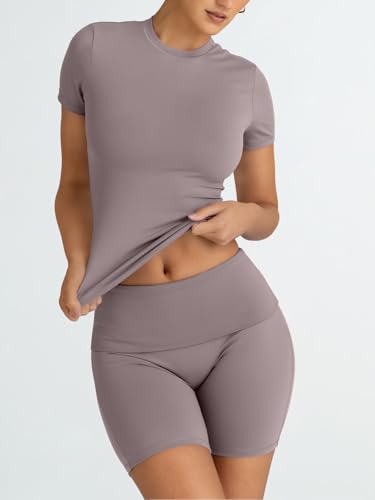 Queen Women's 2-Piece Workout Shorts Set - Coffee Grey Medium