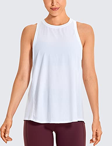 Large White Pima Cotton Tank Top for Women - Open & Tie Back Sporty Design