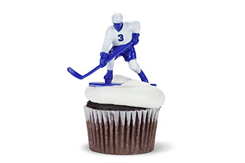 Kids Hockey Action Figures Set - Blue and Yellow Teams, 27 Pieces with Accessories & Storage Case